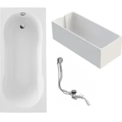 Badewanne Schulte Ozea 170x75 cm Komplettset mit Wannenträger und Ab- und Überlaufgarnitur