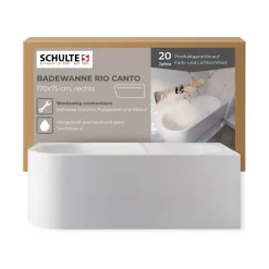 Badewanne Schulte Rio Canto rechts 1700x750 mm weiß inkl. Ablaufgarnitur Push-Up, Chrom
