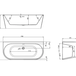 Badewanne Schulte Rio Vorwand 1700x750 mm weiß inkl. Ablaufgarnitur Push-Up, Chrom