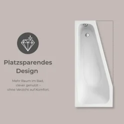 Badewanne Schulte Riva links 170x75 cm mit Wannenträger und Ab- und Überlaufgarnitur