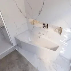 Badewanne Schulte Riva links 170x75 cm mit Wannenträger und Ab- und Überlaufgarnitur