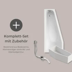 Badewanne Schulte Riva links 170x75 cm mit Wannenträger und Ab- und Überlaufgarnitur