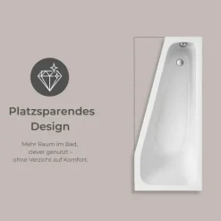 Badewanne Schulte Riva rechts 170x75 cm mit Fußgestell und Ab- und Überlaufgarnitur