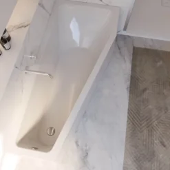 Badewanne Schulte Riva rechts 170x75 cm mit Wannenträger und Ab- und Überlaufgarnitur
