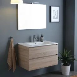 Badezimmermöbel-Set, 4-teilig, 90 cm, Holz-Optik-Eiche | Berlin