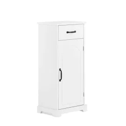 Badezimmerschrank mit verstellbaren Einlegeböden und offenen Regalen in Weiß BZR207-W