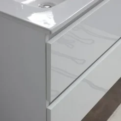 Badmöbelset 60 cm – Unterschrank mit Auszügen, Waschbecken, Spiegel mit Lampe | Benaco