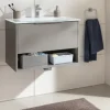 Badmöbel-Set FACKELMANN B.Paris BxHxT 705 x 493 x 465 mm Frontfarbe cubanit grey mit Glaswaschtisch