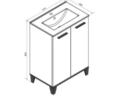 Badmöbel-Set FACKELMANN TE-A BxHxT 612 x 1019 x 400 mm Frontfarbe eiche natur mit Keramikwaschtisch