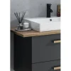 Badmöbel-Set Möbelpartner Duo 822 BxHxT 82,2 x 61,5 x 50 cm Frontfarbe anthrazit matt mit Waschtisch Keramik weiß