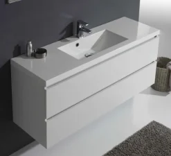 Badmöbelset mit Hängeschrank in weißer Holzoptik, 120cmx 39cm | Manhattan