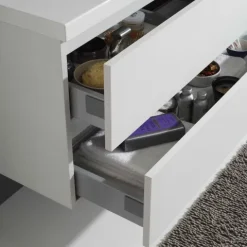 Badmöbelset mit Hängeschrank in weißer Holzoptik, 120cmx 39cm | Manhattan