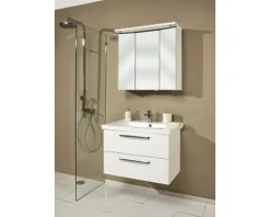 Badmöbel-Set Pelipal Kumba BxHxT 80 x 200 x 51 cm Frontfarbe weiß hochglanz mit Mineralguss-Waschtisch weiß 99.77022109