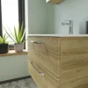 Badmöbel-Set Pelipal Kumba BxHxT 107 x 200 x 50 cm Frontfarbe eiche riviera 5-teilig und mehr mit Mineralguss-Waschtisch weiß, Unterschrank und Wandschrank 99.770126474