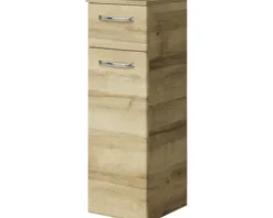 Badmöbel-Set Pelipal Kumba BxHxT 107 x 200 x 50 cm Frontfarbe eiche riviera 5-teilig und mehr mit Mineralguss-Waschtisch weiß, Unterschrank und Wandschrank 99.770126474