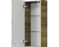 Badmöbel-Set Pelipal Kumba BxHxT 107 x 200 x 50 cm Frontfarbe eiche riviera 5-teilig und mehr mit Mineralguss-Waschtisch weiß, Unterschrank und Wandschrank 99.770126474