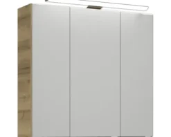 Badmöbel-Set Pelipal Kumba BxHxT 107 x 200 x 50 cm Frontfarbe eiche riviera 5-teilig und mehr mit Mineralguss-Waschtisch weiß, Unterschrank und Wandschrank 99.770126474