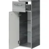 Badmöbel-Set Pelipal Kumba BxHxT 137 x 200 x 50 cm Frontfarbe graphit struktur quer 5-teilig und mehr mit Mineralguss-Waschtisch, Midischrank, Unterschrank und Wandschrank 99.770125193