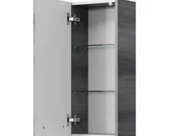 Badmöbel-Set Pelipal Kumba BxHxT 137 x 200 x 50 cm Frontfarbe graphit struktur quer 5-teilig und mehr mit Mineralguss-Waschtisch, Midischrank, Unterschrank und Wandschrank 99.770125193