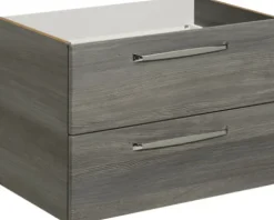 Badmöbel-Set Pelipal Kumba BxHxT 137 x 200 x 50 cm Frontfarbe graphit struktur quer 5-teilig und mehr mit Mineralguss-Waschtisch, Midischrank, Unterschrank und Wandschrank 99.770125193