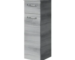 Badmöbel-Set Pelipal Kumba BxHxT 137 x 200 x 50 cm Frontfarbe graphit struktur quer 5-teilig und mehr mit Mineralguss-Waschtisch, Midischrank, Unterschrank und Wandschrank 99.770125193