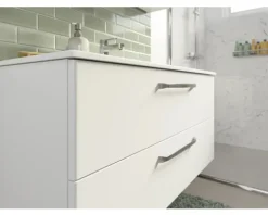 Badmöbel-Set Pelipal Kumba BxHxT 137 x 200 x 50 cm Frontfarbe weiß glanz 5-teilig und mehr mit Mineralguss-Waschtisch weiß, Unterschrank und Wandschrank 99.1070125094