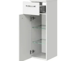 Badmöbel-Set Pelipal Kumba BxHxT 137 x 200 x 50 cm Frontfarbe weiß glanz 5-teilig und mehr mit Mineralguss-Waschtisch weiß, Unterschrank und Wandschrank 99.1070125094