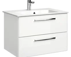 Badmöbel-Set Pelipal Kumba BxHxT 137 x 200 x 50 cm Frontfarbe weiß glanz 5-teilig und mehr mit Mineralguss-Waschtisch weiß, Midischrank, Unterschrank und Wandschrank 99.770126093