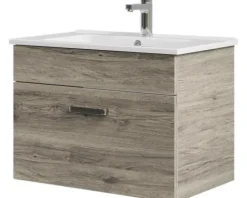Badmöbel-Set Pelipal Offenbach BxHxT 75 x 53 x 44,5 cm Sanremo Eiche mit Keramik-Waschtisch weiß 313.000740