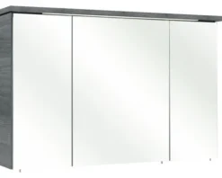 Badmöbel-Set Pelipal Quickset 328 BxHxT 145 x 200 x 39 cm Frontfarbe graphit struktur quer mit Mineralguss-Waschtisch und Hochschrank 328.120002