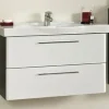 Badmöbel-Set Pelipal Sera BxHxT 92 x 57,5 x 47 cm Frontfarbe weiß hochglanz mit Waschtisch Keramik weiß 979.000920