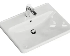 Badmöbel-Set Pelipal Sunline 105 BxHxT 69 x 200 x 48,5 cm Frontfarbe Eiche riviera mit Keramik-Waschtisch Waschtischunterschrank und Spiegelschrank mit LED-Beleuchtung