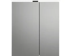 Badmöbel-Set Pelipal Sunline 121 BxHxT 61 x 200 x 46 cm Frontfarbe anthrazit mit Mineralguss-Waschtisch Waschtischunterschrank und Spiegelschrank mit LED-Beleuchtung