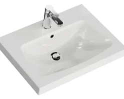 Badmöbel-Set Pelipal Sunline 105 BxHxT 66 x 200 x 46,5 cm Frontfarbe Eiche riviera mit Keramik-Waschtisch Waschtischunterschrank und Spiegelschrank mit LED-Beleuchtung
