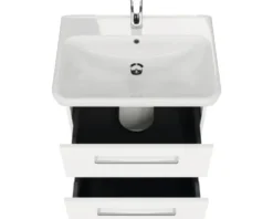 Badmöbel-Set Pelipal Sunline 105 BxHxT 69 x 56 x 48,5 cm Frontfarbe weiß hochglanz mit Keramik-Waschtisch und Waschtischunterschrank