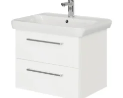 Badmöbel-Set Pelipal Sunline 105 BxHxT 69 x 56 x 48,5 cm Frontfarbe weiß hochglanz mit Keramik-Waschtisch und Waschtischunterschrank