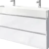 Badmöbel-Set Pelipal Torino BxHxT 121 x 66,7 x 40 cm Frontfarbe weiß hochglanz Badmöbelset 2-teilig mit Waschtisch Keramik weiß
