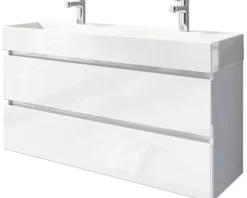 Badmöbel-Set Pelipal Torino BxHxT 121 x 66,7 x 40 cm Frontfarbe weiß hochglanz Badmöbelset 2-teilig mit Waschtisch Keramik weiß