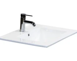 Badmöbel-Set Sanox Seville BxHxT 61 x 170 x 46 cm Frontfarbe eiche natur mit Waschtisch Keramik weiß