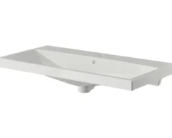 Badmöbelset 3-teilig Pelipal Serie 4035 BxHxT 90 x 200 x 45 cm Frontfarbe weiß mit Waschtisch Keramik weiß und Keramik-Waschtisch Waschtischunterschrank Spiegelschrank mit LED-Beleuchtung 40350900121150