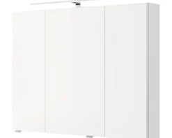 Badmöbelset 3-teilig Pelipal Serie 4035 BxHxT 90 x 200 x 45 cm Frontfarbe weiß mit Waschtisch Keramik weiß und Keramik-Waschtisch Waschtischunterschrank Spiegelschrank mit LED-Beleuchtung 40350900121150