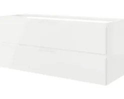 Badmöbelset 3-teilig Pelipal Serie 4035 BxHxT 120 x 200 x 45 cm Frontfarbe weiß mit Waschtisch Keramik weiß und Keramik-Doppelwaschtisch Waschtischunterschrank Spiegel mit LED-Beleuchtung 40351200122150
