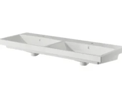 Badmöbelset 3-teilig Pelipal Serie 4035 BxHxT 120 x 200 x 45 cm Frontfarbe weiß mit Waschtisch Keramik weiß und Keramik-Doppelwaschtisch Waschtischunterschrank Spiegel mit LED-Beleuchtung 40351200122150