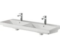 Badmöbelset 3-teilig Pelipal Serie 4035 BxHxT 120 x 200 x 45 cm Frontfarbe weiß mit Waschtisch Keramik weiß und Keramik-Doppelwaschtisch Waschtischunterschrank Spiegel mit LED-Beleuchtung 40351200122150