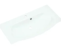 Badmöbelset 4-teilig Pelipal xpressline 4005 BxHxT 122 x 200 x 49,1 cm Frontfarbe weiß hochglanz mit Waschtisch Glas weiß und Glaswaschtisch Waschtischunterschrank Spiegelschrank mit LED-Beleuchtung Hochschrank Griff chrom glanz 4005.0900112110