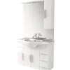Badmöbel-Set Baden Haus Aida BxHxT 105 x 173 x 50 cm Frontfarbe weiß hochglanz mit Waschtisch Keramik weiß und Unterschrank Spiegel