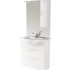 Badmöbel-Set Baden Haus Bahia BxHxT 86 x 190 x 50 cm Frontfarbe weiß hochglanz mit Waschtisch Keramik weiß und Waschtisch Waschtischunterschrank Schubkästen mit Soft-Close-Funktion Spiegel