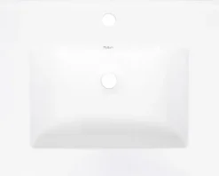 Badmöbel-Set Differnz Bolo 61 x 110 x 46 cm Frontfarbe eiche hell Waschtisch weiß und Spiegel Waschtisch Unterschrank