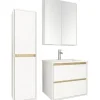 Badmöbel-Set Differnz Providence 66 x 54 x 60 cm Frontfarbe weiß Waschtisch weiß und Spiegelschrank Unterschrank Waschtisch
