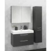 Badmöbel-Set Differnz Somero BxHxT 80 x 120 x 38 cm Frontfarbe anthrazit mit Waschtisch Mineralguss weiß